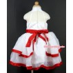 Red White Striped Chiffon Wedding Party Dress PD027 